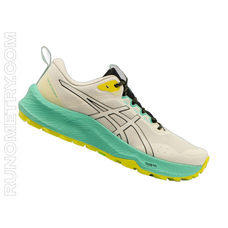 ASICS Trabuco Terra 3, vista laterale, beige et vert