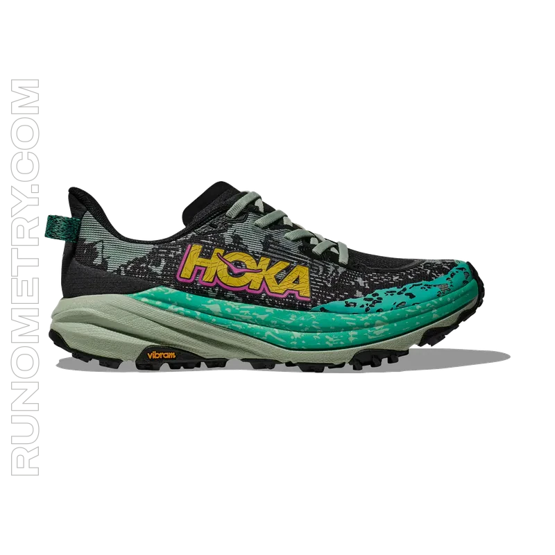 HOKA Speedgoat 6, vista laterale, Nero