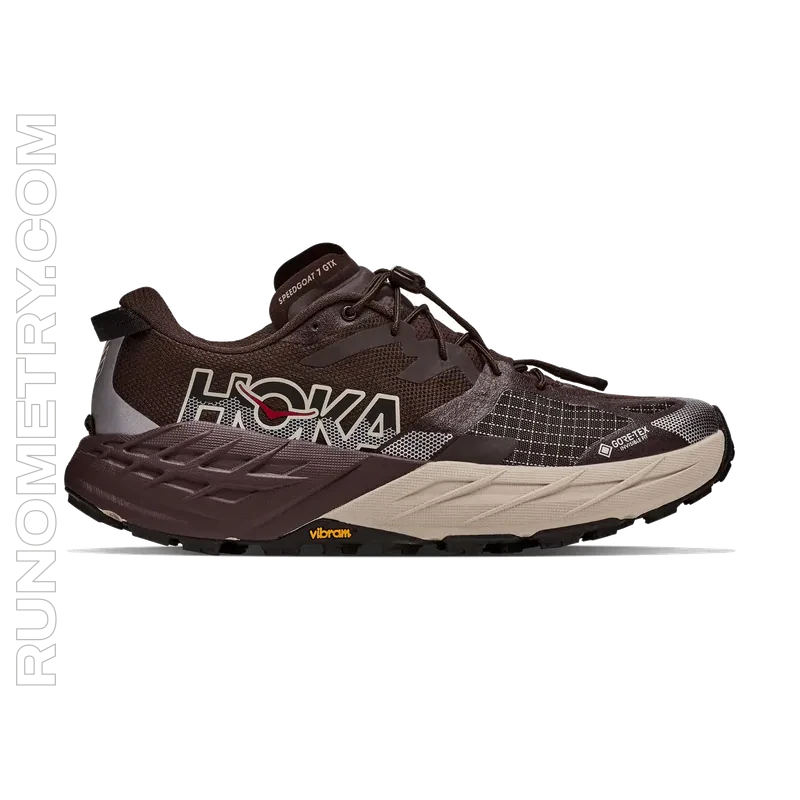 HOKA Speedgoat 7 GTX, pohled z boku, Hnědá