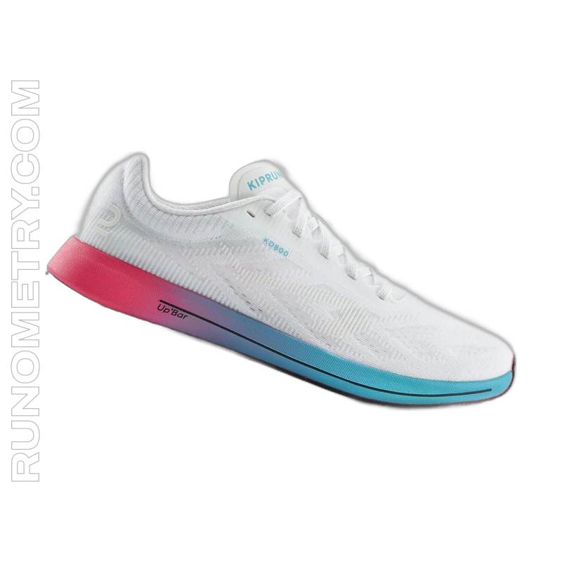 Kiprun KD800, vue de côté, blanc rose bleu