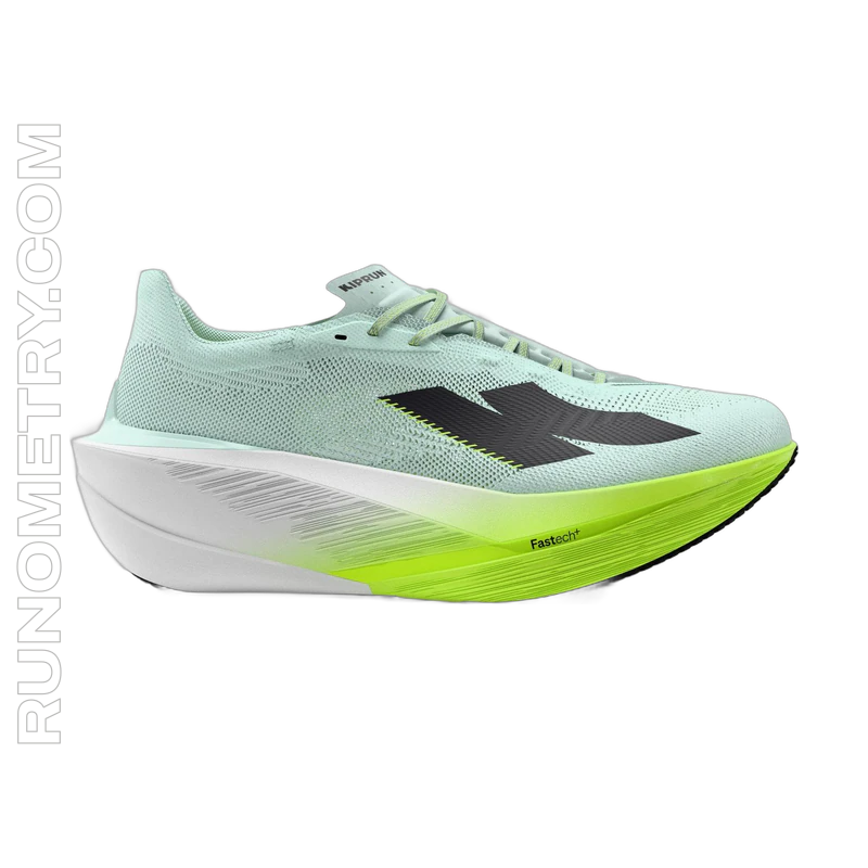 Kiprun Kipstorm Tempo, zijaanzicht, vert jaune