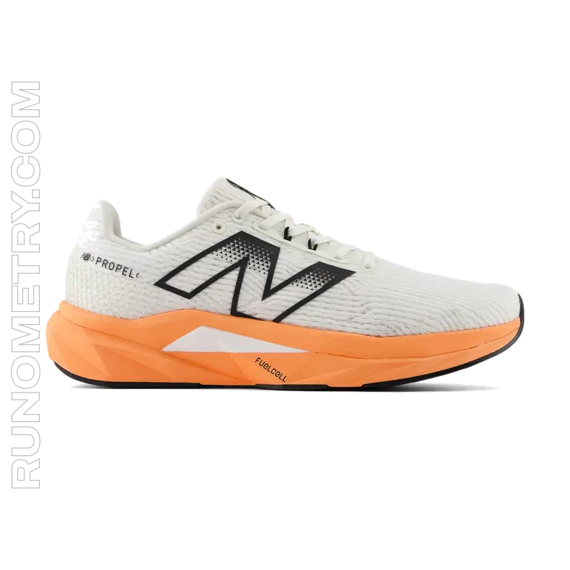 New Balance FuelCell Propel v5, side view, Gold