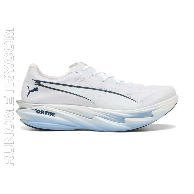 Puma Deviate NITRO Elite 4, widok z boku, Biały