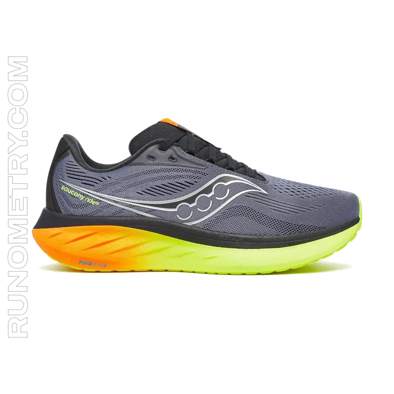 Saucony Ride 18, pohled z boku, Šedá